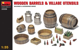 Miniart Wooden Barrels And Village Utensils  1:35
